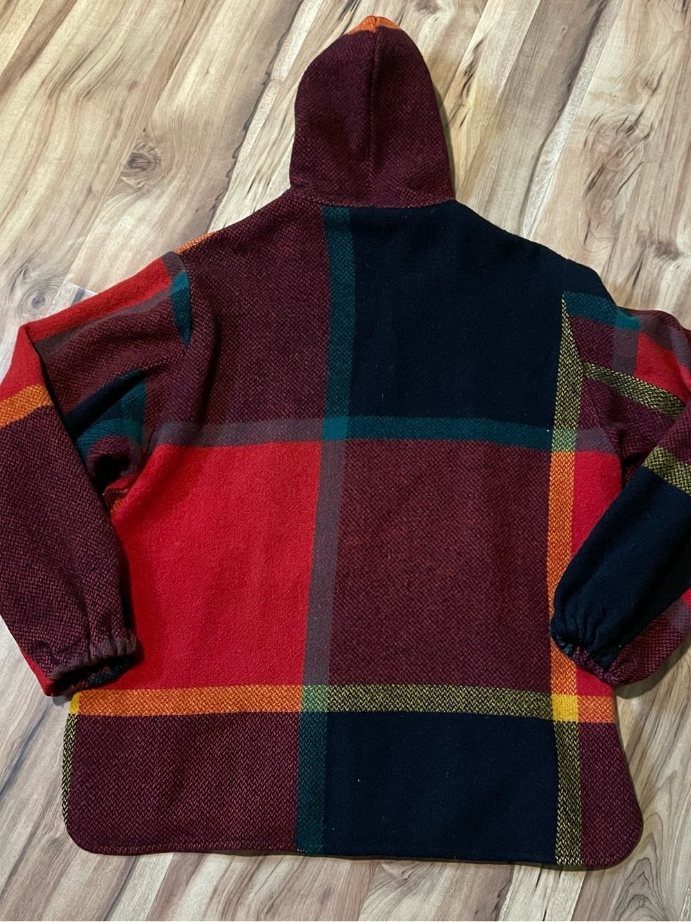 VTG Peters Whaler Plaid Wool Zip-Up Hooded Jacket Med 1960s Retro Gorpcore Cabin - Picture 2 of 9